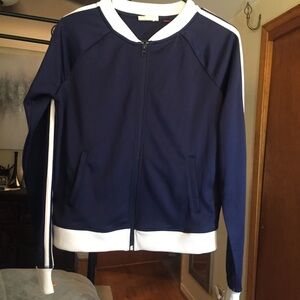 So blue and white track jacket